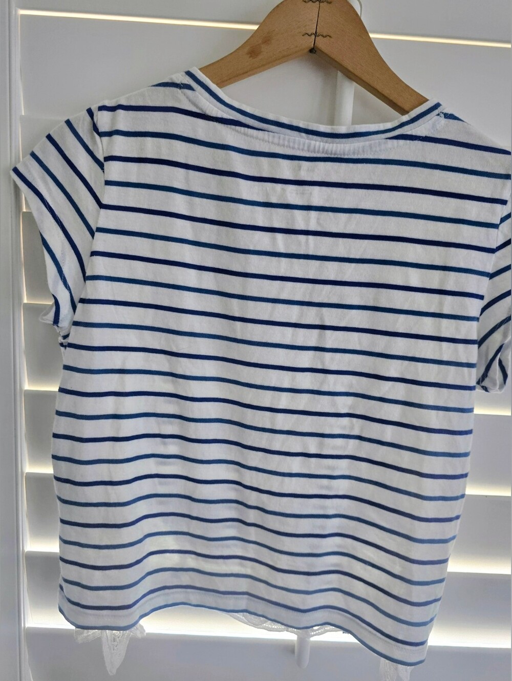 ANTHROPOLOGIE Maeve Lacy Stelline Navy Stripe Crop Top XS NWT - Picture 7 of 12